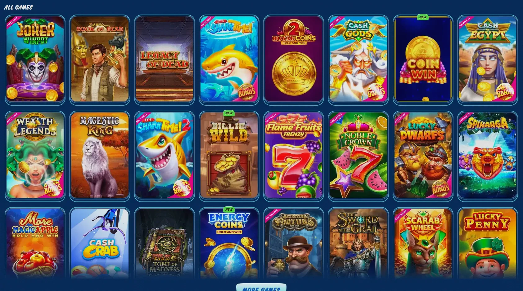 Spinmama Online Casino Spielauswahl